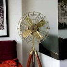 Antique Electric Royal Navy Pedestal Floor Fan With Tripod Stand Corner Decora