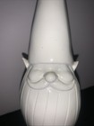 Large White Ceramic Gnome Figurine Tall Pointed Hat Beard Christmas Decor   