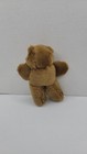 Vintage Brown Miniature Plush Teddy Bear With Cream Satin Ribbon