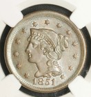 1851 81 Ngc Ms-62 Braided Hair Cent