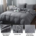 Avelom Gray Duvet Cover King Size  Textured Seersucker Duvet Cover Set  Soft    