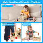 Vextronic Kids Tool Set  Wooden Toddler Tool Set With Tool Box bench  Montess   