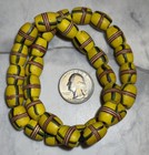 African Trade Beads Yellow W Trail Decorations Venetian Glass Antique  