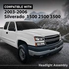 Headlights For Chevy Avalanche Silverado 1500 2500 3500 2003-2006 Clear Black