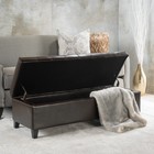 Santa Rosa Brown Tufted Faux Leather Storage Ottoman Bench Dark Brown