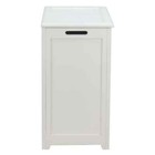 Oceanstar Laundry Hamper White Solid Wood Frame Hinged Lid Portable 24 In Height