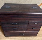 Vintage Japanese Wooden Sewing Box Showa Era Antique Storage Cabinet Ruler