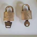 Lot Of 2 Vintage American Us Brass Padlocks W keys