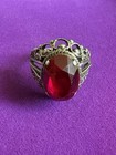 Ussr Soviet Silver Ring 875 Hallmark With Stone Ruby Red Size Us 8 Size 18 Mm