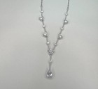 Elegant Sterling Silver Diamond Women Necklace Set With Earrings