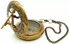 Antique Brass Pocket Sundial Compass Vintage Nautical With Lather Case Gift Item