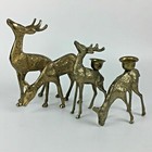 Reindeer Deer Solid Brass Candle Holders Set 4 Table Holiday D  cor Gift Vintage 