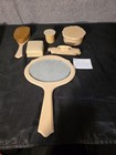 Vintage 6 Piece Set Of Celluloid Bakelite Yellow Vanity Set