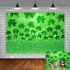 Happy St  Patrick s Day Photography Backdrop Lucky Irish Green Shamrock Bokeh 