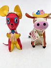 Mid Century Toys -2 Vtg Dream Pets- 1 Dakin   One B  Petranker japan-mouse   Cow