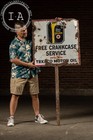 Vintage Texaco Crankcase Service Single-sided Porcelain Sign On Post