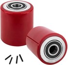Heavy-duty Poly Pallet Jack Wheels 3  X 3 75  With 20mm Bearings - Red Pair Set