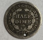 1853 O Arrows Holed Vf det - Seated Liberty Half Dime - Exact Coin Imaged  sl210