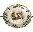 Pair Of Antique French Faience 19thc Tavern Hand Painted Wall Art Plates 10 In