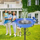 Odsnanie Bird Bath For Outside 40in Vintage Freestanding Feeder Blue 