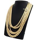 Mens Miami Cuban Link Chain 4mm To 12mm 8  9  20  22  24  26  30  Gold Plated