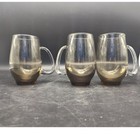 Set Of 3 Vintage Smoke Gray Ombre Glass Mugs Small Coffee Tea Cups