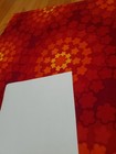 Awesome Rare Vintage Mid Century Retro 70s Red Org Yel Floral Circles Fabric 
