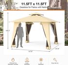 12x12 Patio Gazebo With Mosquito Netting Waterproof   Uv Resistant 2-tier