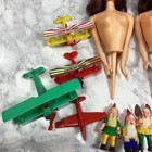 Vintage Cake Topper Lot 30  Doll Ballerina Plane Dancer Dwarf Car Bat Plastic