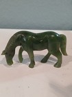 Vintage Chinese Hand Carved Dark Green Nephrite Jade Grazing Horse Figurine 4 