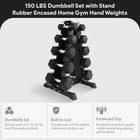 Balancefrom Dumbbell Set With Stand  Rubber Encased Home Gym Hand Weights  150lb