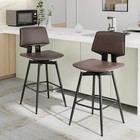 Set Of 2 Swivel Adjustable Counter Height Bar Stools Pu Leather With Footrest
