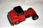 Vintage Japanese  Tin Tractor Trailer Car Hauler With Cars