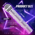Threan 2 Pcs Fake Microphone Prop Sparkly Glitter Rhinestone Bedazzled Silver 