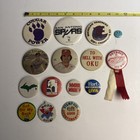 Lot Of 15 Vintage Miscellaneous Pins Buttons Red Wings Bozo Clown Cougar Panther