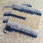 Set Of 2 Handmade Crochet Cotton Dishcloths  Washcloths   8   8   Denim