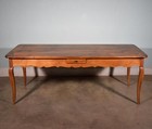 Vintage French Provincial Farm Dining Table desk In Solid Chestnut W drawers