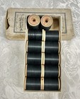 Gardiner Hall Jr  Co  Antique Cotton Black Sewing Thread Box   Wooden Spools 