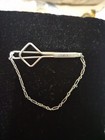 Vintage Swank Mid Century Chain Drape Tie Tack Clasp Clip Silver Tone Deco Style