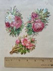 Antique Victorian Die Cut Scraps Flowers With Gold Highlights