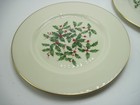 Set Of 4 Lenox Usa Special Holly Berry Holiday 8-3 8  Salad Plates W  Gold Trim