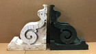 Antique Pair Large 19x22 Shabby Wood Corbel Roof Brackets Old Vtg Chic 715-26b