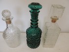 3-vintage Glass Decanter Whiskey Wine liquor Bottles With Stoppers barware