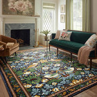 Strawberry Thief Rug 5x7 Ultra Thin Washable Boho Floral Area Rug For Home