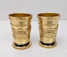 Uae Abu Dhabi Metal Shot Glass Gold Plated 3d Embossed Dubai Souvenir Set Of  2