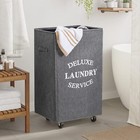 Large Rolling Laundry Basket 90l Collapsible Foldable Hamper  grey 
