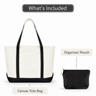 Large Canvas Work Tote Bag W  Organizer Pouch Teacher Tote Everyday Carry Set