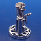 Vintage Sterling Silver Desktop Pen Holder With Golf Bag Motif