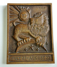 Vintage Leo Lion Sun Astrology Zodiac Sign Wooden Wall Plaque Art Carved Look