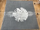 Antique Japanese Katazome Cotton Large Butterfly Crest Faded Charcoal Grey Boro